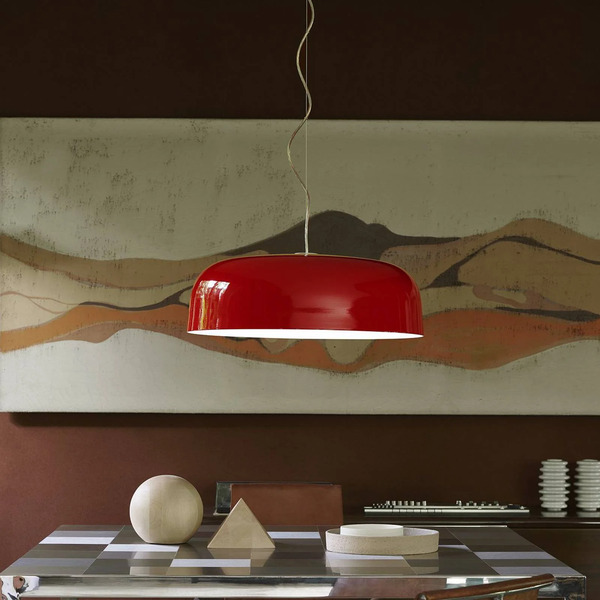  Oluce Oluce Led Pendant Light Canopy, ø 90 Cm, Red, Aluminium 