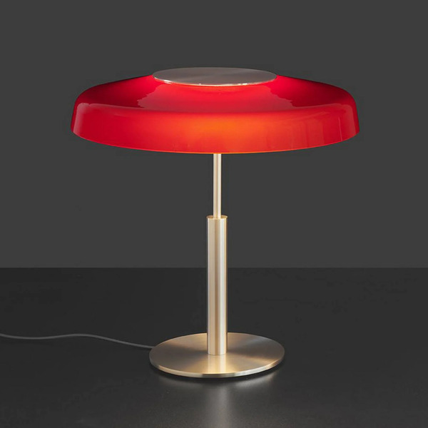  Oluce Oluce Led Table Lamp Dora, Gold, Red, Metal, Pmma 