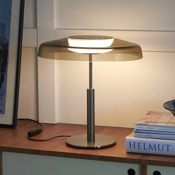  Oluce Oluce Led Table Lamp Dora, Nickel/smoke Grey, Metal, Pmma 