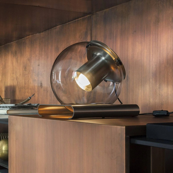  Oluce Oluce Table Lamp The Globe, Gold/bronze, Glass 