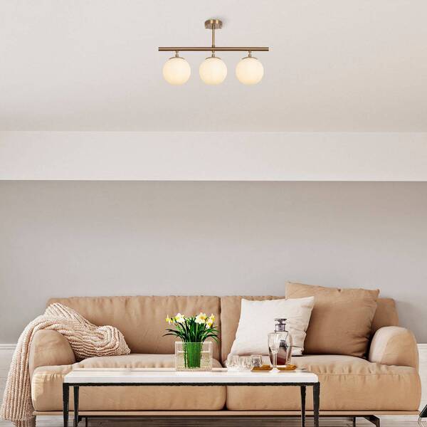  Opviq Opviq Atmaca Ceiling Light, 3-bulb, Antique Gold, Glass, 60 Cm 