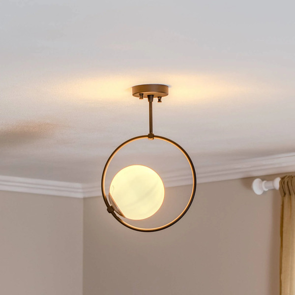  Opviq Opviq Ceiling Lamp Dolunay 3901 Black, Glass Shade, Ring 
