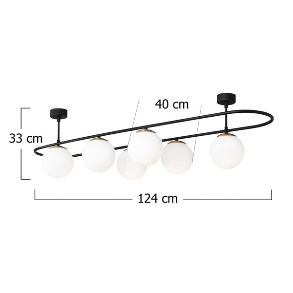  Opviq Opviq Ceiling Light Abaküs 4911, Black, Opal Glass, 6-bulb 