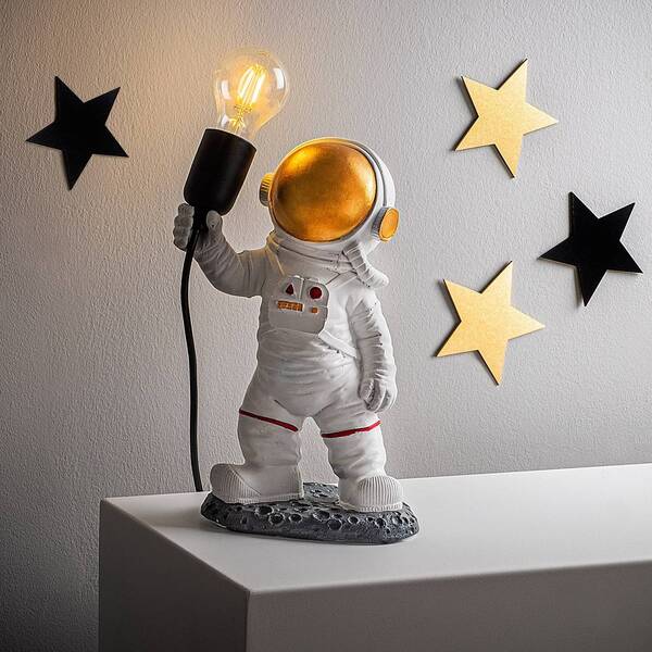  Opviq Opviq Table Lamp Astronaut-1, White, Polyester, Height 32 Cm 