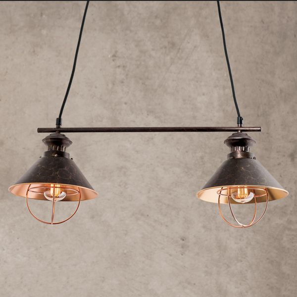  Orion Orion 2-bulb Shanta Hanging Light In Black Copper 