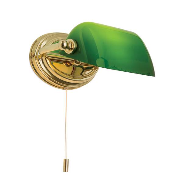  Orion Orion Harvard Wall Light With Pull Switch, Brass/green 
