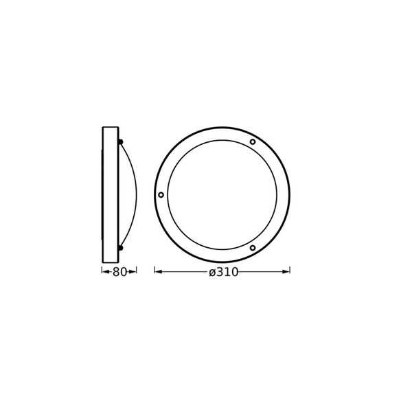  Osram Osram Ceiling Lamp Bathroom, Black ø 31 Cm Metal/glass Ip44 