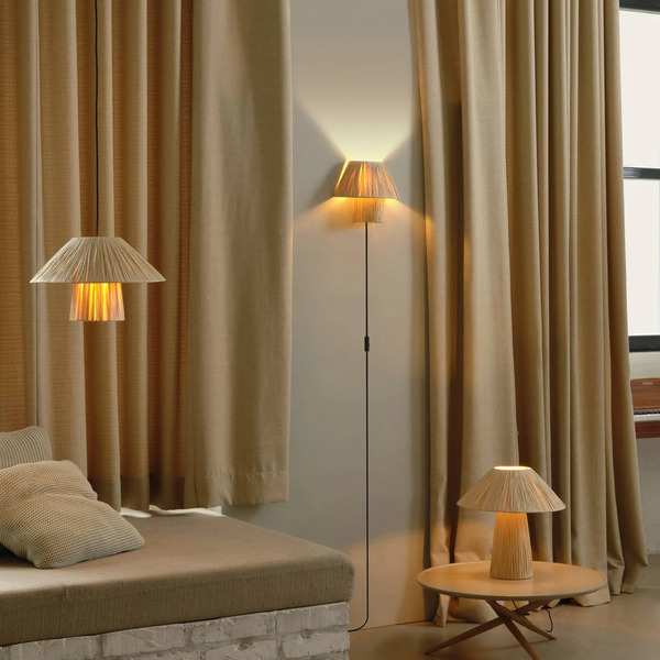  Osram Osram Decor Bamboo Paper Hat Wall Light, Bamboo E27 Plug 