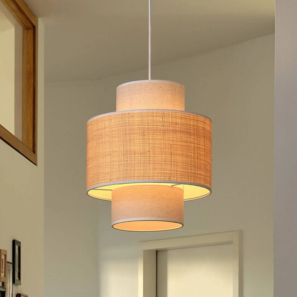  Osram Osram Decor Wrap Cylinder Pendant Light, Beige, Raffia, Linen 