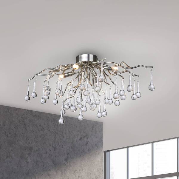 Paul Neuhaus Paul Neuhaus Ceiling Light Icicle, Glass Pendant, 4-bulb, Silver 