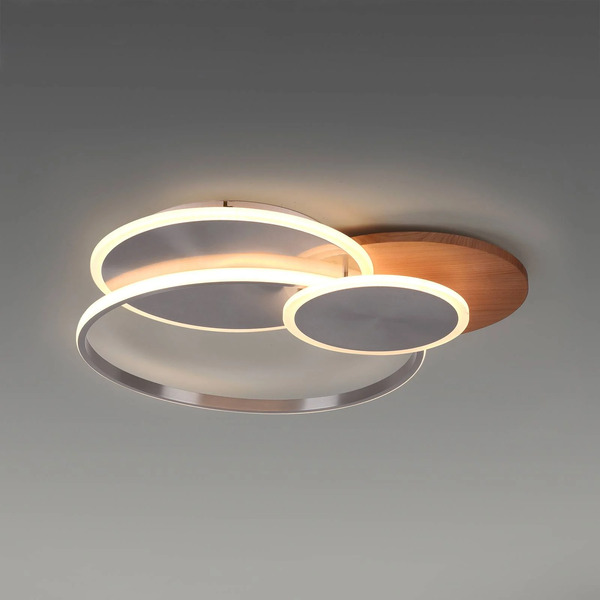  Paul Neuhaus Paul Neuhaus Led Ceiling Lamp Palma, Wood, Cct, 65cm, Dimmable 