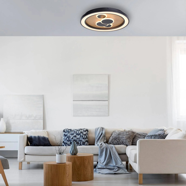  Paul Neuhaus Paul Neuhaus Led Ceiling Light Eliza, Oiled Oak, ø 60 Cm 