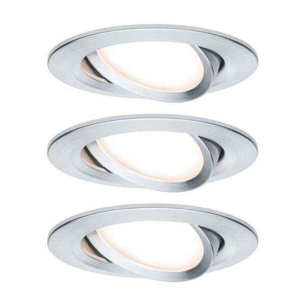  Paulmann Paulmann Nova Coin 3-light Spotlight, Round, Swivelling, Brushed Aluminium 