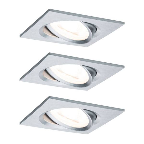  Paulmann Paulmann Nova Coin 3-light Spotlights, Angular, Dimmable, Brushed Aluminium, 