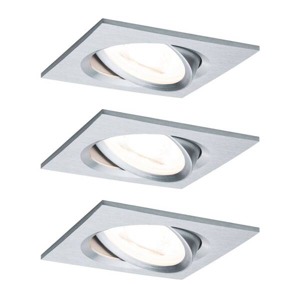  Paulmann Paulmann Nova Coin 3 Spots Square Dimmable Aluminium 