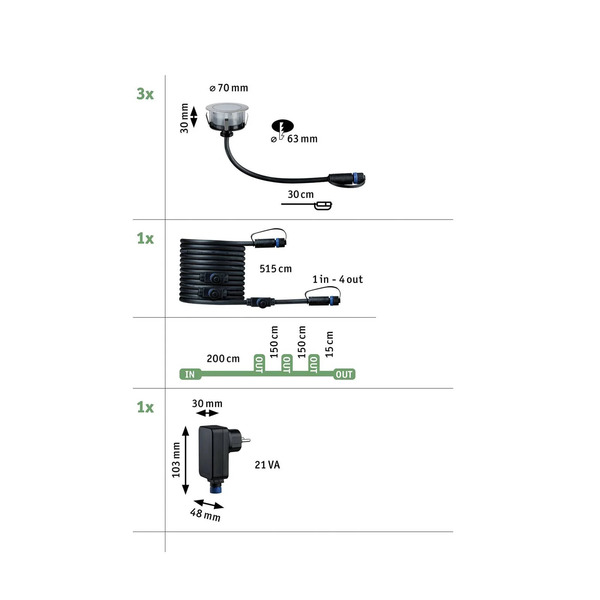  Paulmann Paulmann Plug & Shine Led Recessed Light 2w Set Of 3 