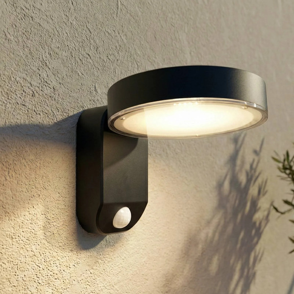  Prios Prios Led Solar Wall Light Tarlson, Round, Anthracite, Sensor 