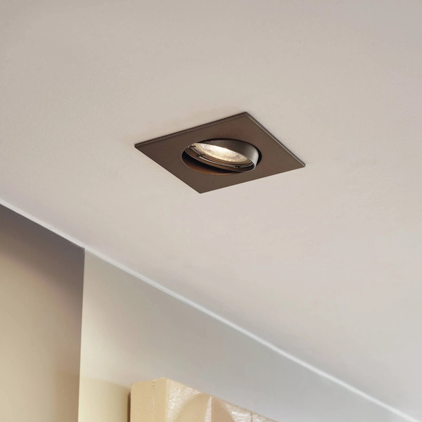  Prios Prios Recessed Light Fibur, Matt Bronze, 9 Cm, Gu10, Set Of 10 