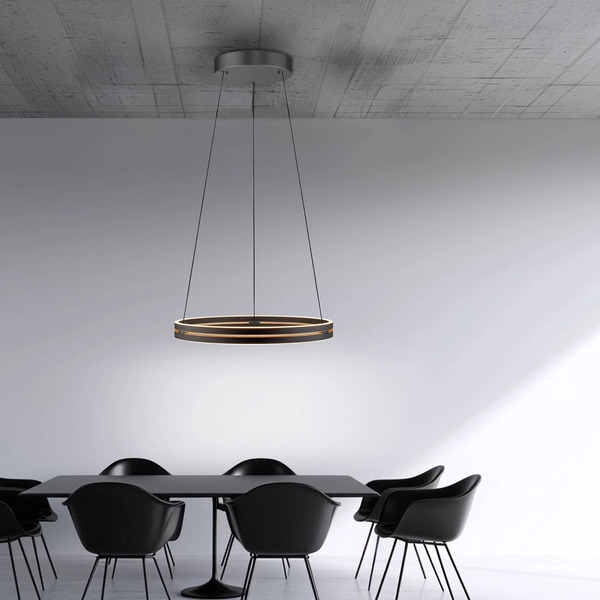  Pure Pure E-loop Led Hanging Light, Oak/black Pearl, ø 70 Cm Aluminium, Cct 