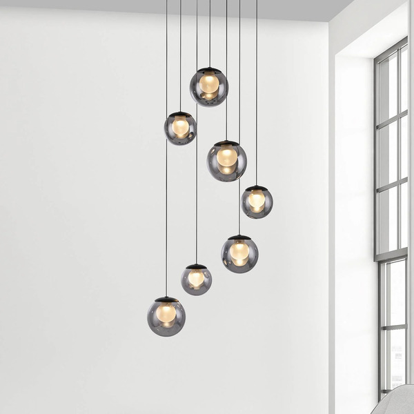  Pure Pure Led Hanging Light Popup, Grey/smoke Grey, ø 40 Cm, 7-bulb 