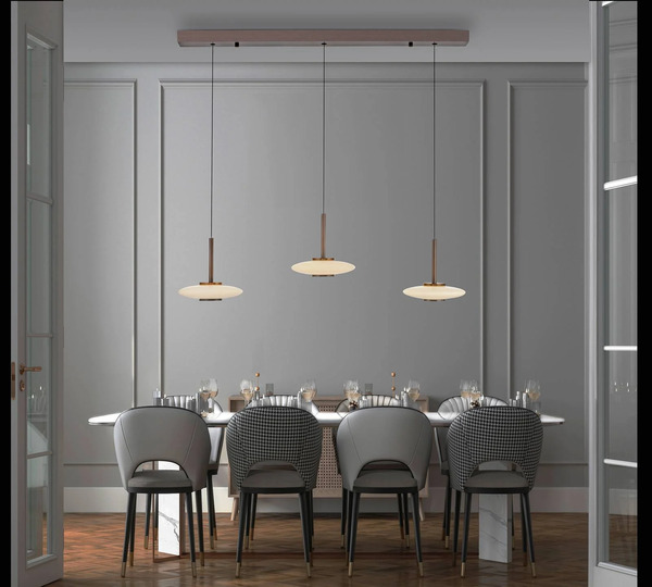  Pure Pure Led Hanging Light Vitrum, Brown/opal Glass/aluminium 3-bulb. 