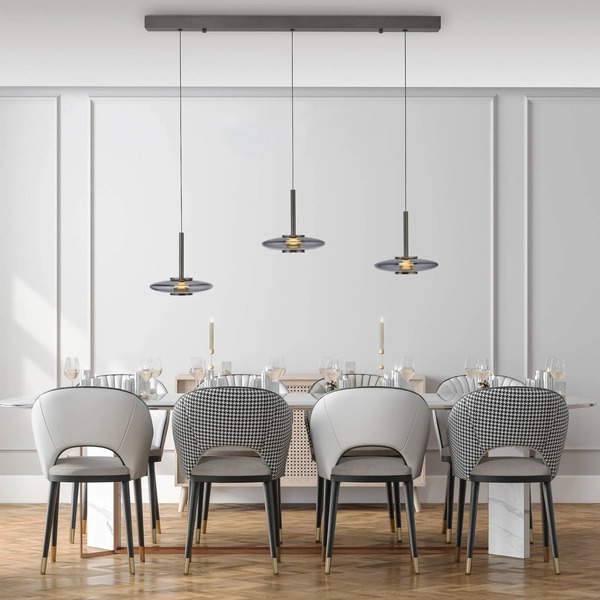  Pure Pure Led Pendant Light Vitrum, Grey, Glass/aluminium 3-bulb 
