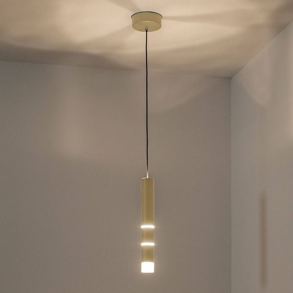  Pure Pure Vega Led Hanging Light, One Cylinder, Brass 