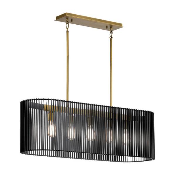  Quintiesse Quintiesse Linara Hanging Light, Black/brass, Five-bulb 
