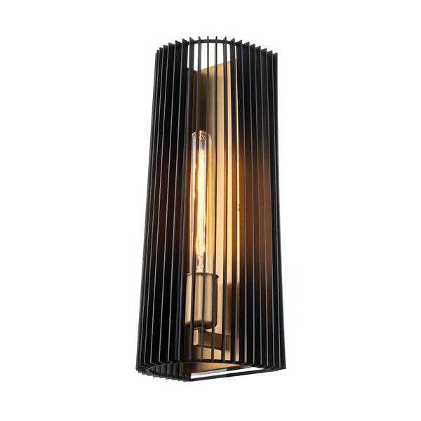 Quintiesse Quintiesse Linara Wall Light, Black/brass, One-bulb 