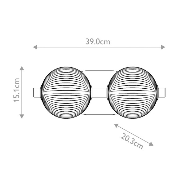  Quintiesse Quintiesse Palmas Led Wall Lamp, Gold/smoke Grey, Width 39 Cm, 2-bulb, Ip44 