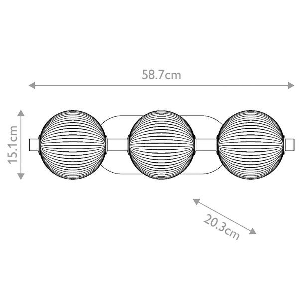  Quintiesse Quintiesse Palmas Led Wall Lamp, Gold/smoke Grey, Width 59 Cm, 3-bulb, Ip44 