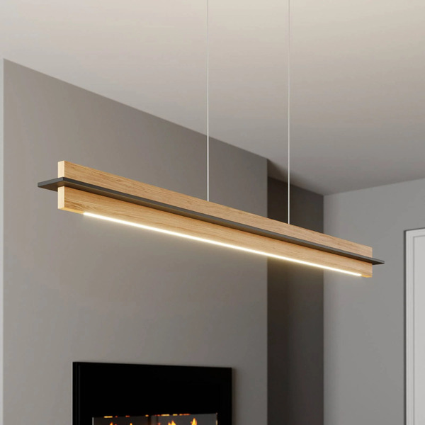  Quitani Quitani Led Hanging Light Lexa, Oak/black, Length 118 Cm 