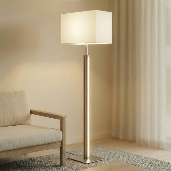  Quitani Quitani Lisene Led Floor Lamp, Walnut/silver/natural, 162 Cm, Dimmable 