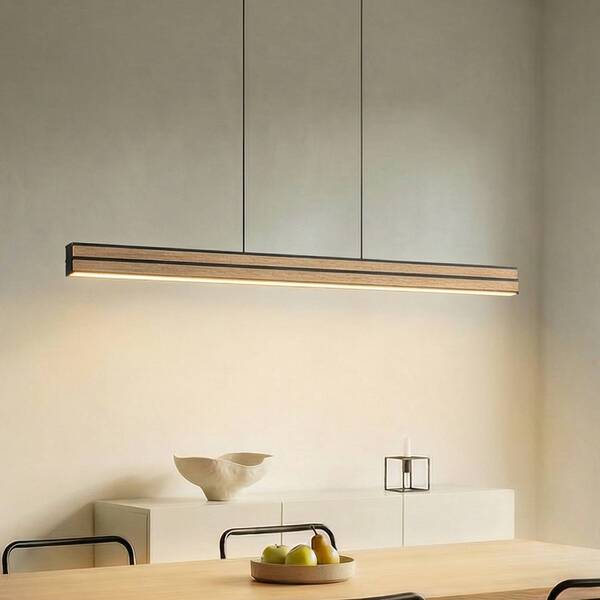  Quitani Quitani Lisene Led Hanging Light, Oak/black, Cct 117cm, Dimmable 