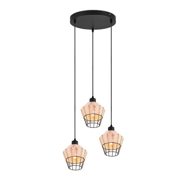  Reality Leuchten Reality Leuchten Borka Pendant Light, 3-bulb, Circular, Natural 