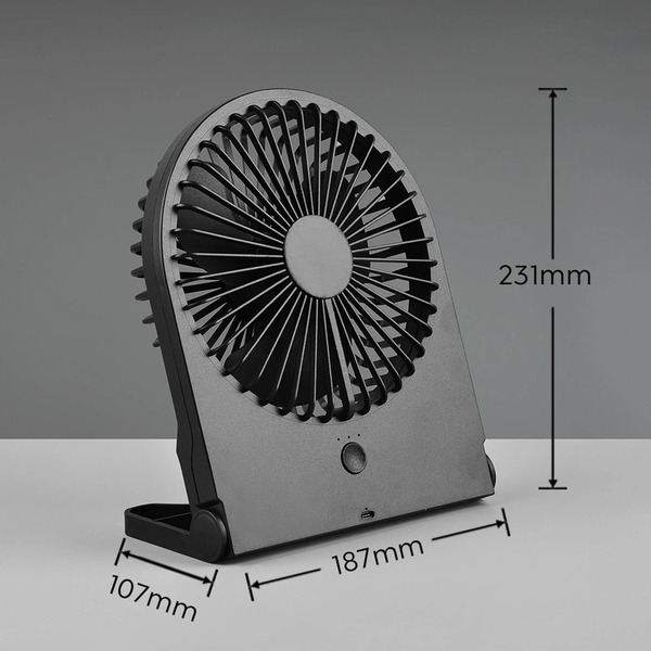  Reality Leuchten Reality Leuchten Breezy Cordless Table Fan, Black, Quiet 