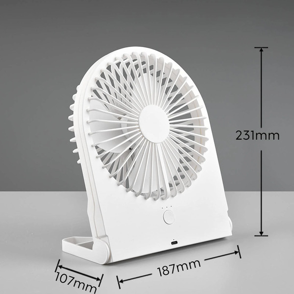  Reality Leuchten Reality Leuchten Breezy Cordless Table Fan, White, Quiet 