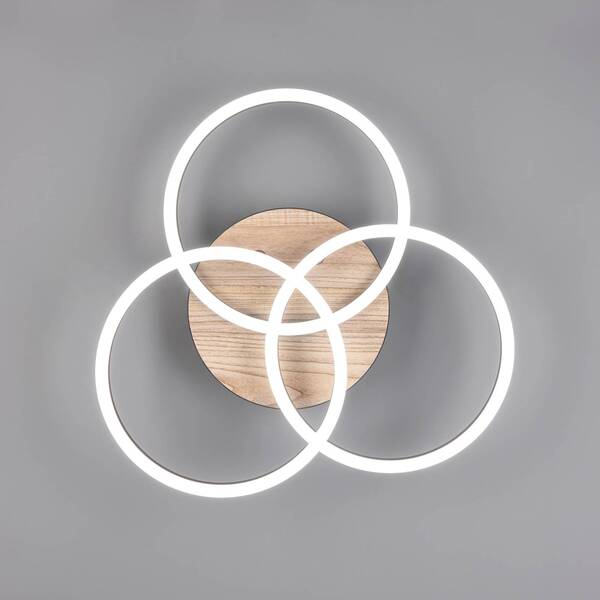  Reality Leuchten Reality Leuchten Circle Led Ceiling 3-bulb Remote Control Wood 