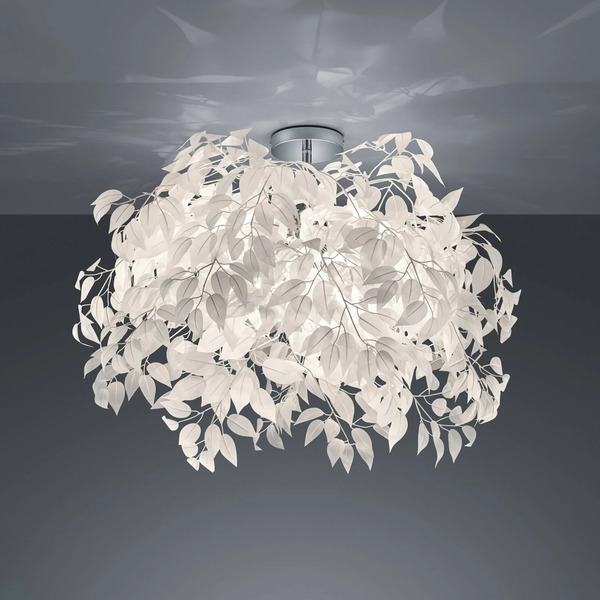  Reality Leuchten Reality Leuchten Leavy Ceiling Lamp, Chrome/white, ø 70 Cm, Plastic 