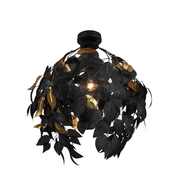  Reality Leuchten Reality Leuchten Leavy Ceiling Lamp, ø 38 Cm, Black/gold, Plastic 