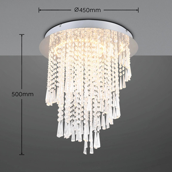  Reality Leuchten Reality Leuchten Led Ceiling Lamp Pomp, ø 45 Cm, Chrome, Acrylic/metal, Cct 