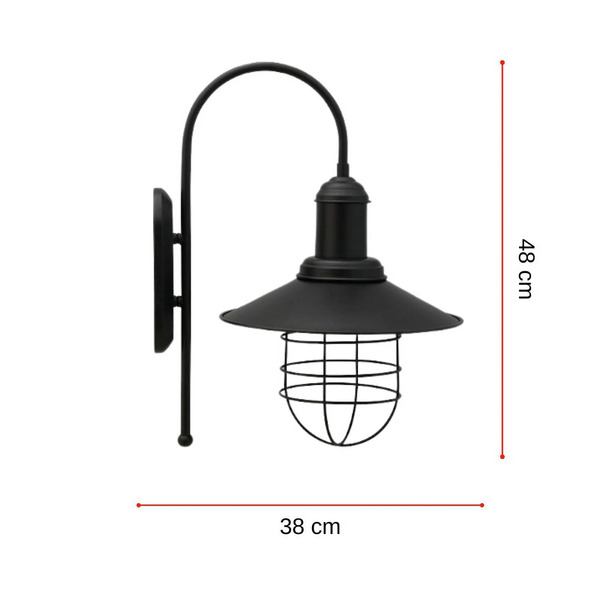  Royaltech Royaltech Gadi Wall Light, Black, Metal, Height 48 Cm 