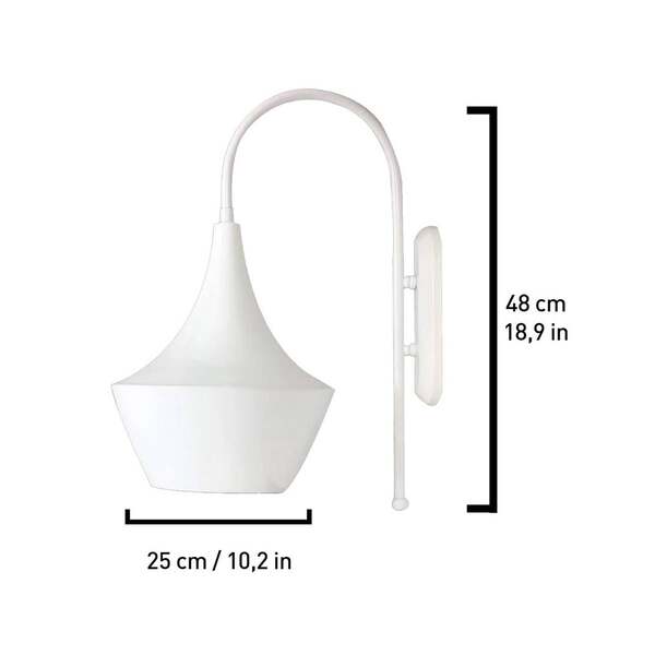  Royaltech Royaltech Olaf Wall Light, White, Metal, Height 48 Cm 