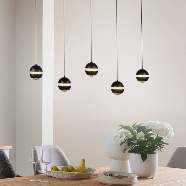  Schöner Wohnen Schöner Wohnen Led Hanging Light Lini Black 5-bulb Long 3,000k 