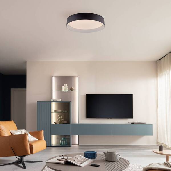  Schöner Wohnen Schöner Wohnen Tavoli Led Ceiling Light, Black, ø 39 Cm, Metal, Cct, Dimmable 