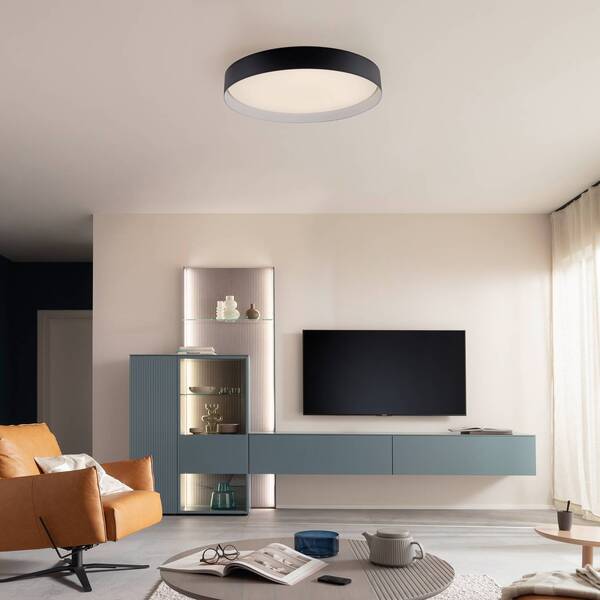  Schöner Wohnen Schöner Wohnen Tavoli Led Ceiling Light, Black, ø 49 Cm, Metal, Cct, Dimmable 