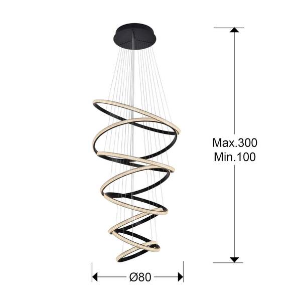 Schuller Valencia Schuller Valencia Led Pendant Light Ring, Black, Dimmable, 8-bulb 