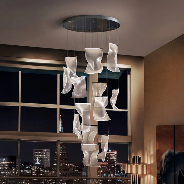  Schuller Valencia Schuller Valencia Velos Ii Led Pendant Light, 13 Lights, Chrome, Dimmable, Plastic 