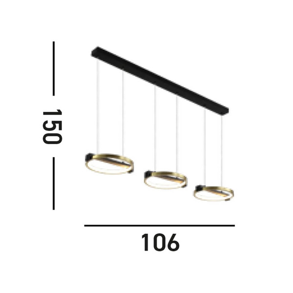  Searchlight Searchlight Aerial Led Pendant Light, 3-bulb, Brass/black, Steel 