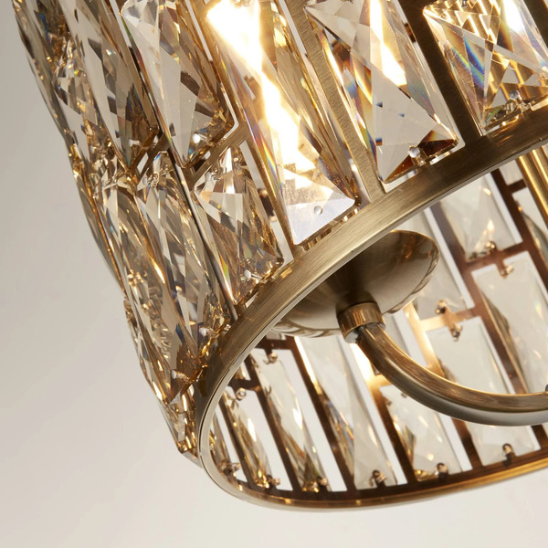  Searchlight Searchlight Bijou Pendant Light, 3-bulb, Brass, Crystal Glass 